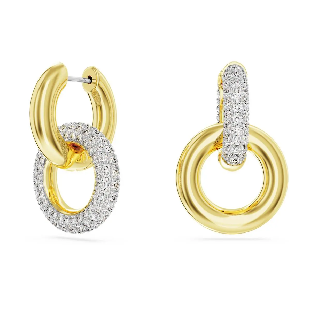 Swarovski Dextera Hoop Earrings Asymmetrical Design Interlocking Loop 5668818
