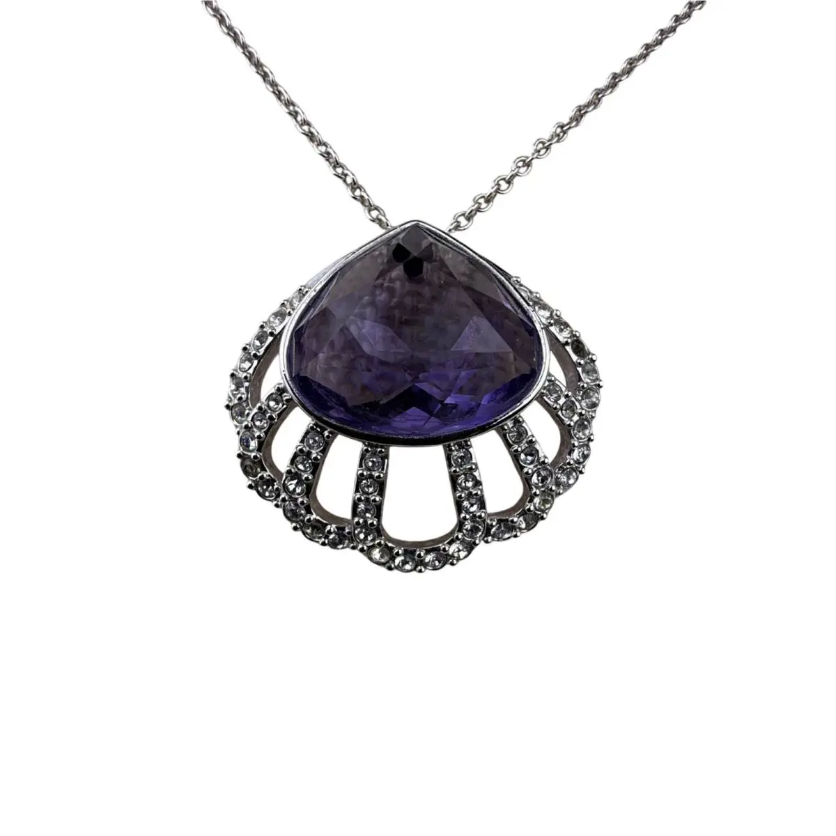 Swarovski Women’s Purple Crystal Pendant Necklace Rhodium Plated Gift Box