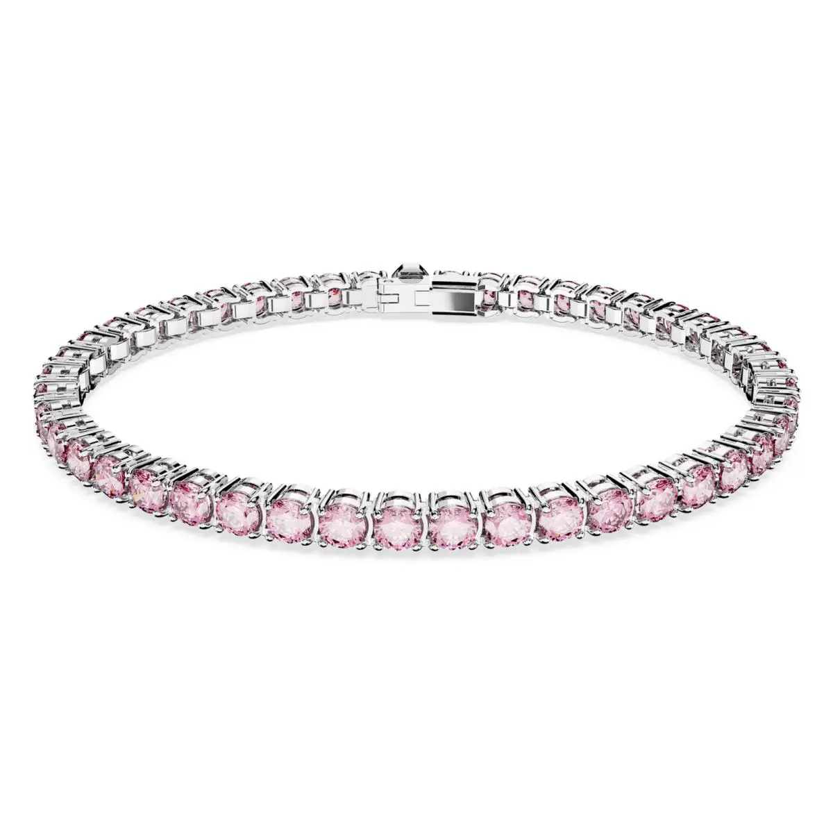 Swarovski Matrix Tennis Bracelet Round Cut Pink Rhodium Plated Small 5648930