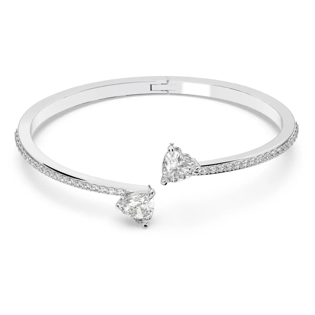 Swarovski Mesmera Bangle Heart White Rhodium Plated Bracelet 5535289 Size Large
