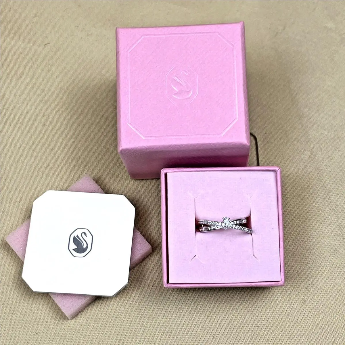 Mixed Cuts Hyperbola Ring Rhodium Plated Sz 5 RP$179 by Swarovski