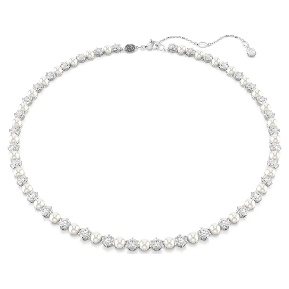 Swarovski Matrix Tennis Necklace Crystal Pearl Round Cut White 5689623