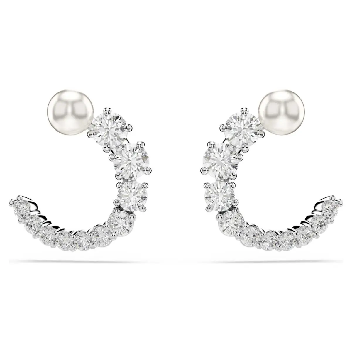 Swarovski Matrix Hoop Earrings Crystal Pearl Round Cut 5692260
