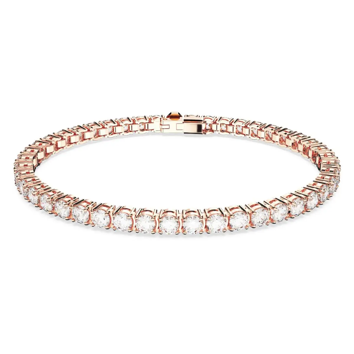 Swarovski Matrix Tennis Bracelet Size XL Round Cut White Rose Gold-tone 5657660