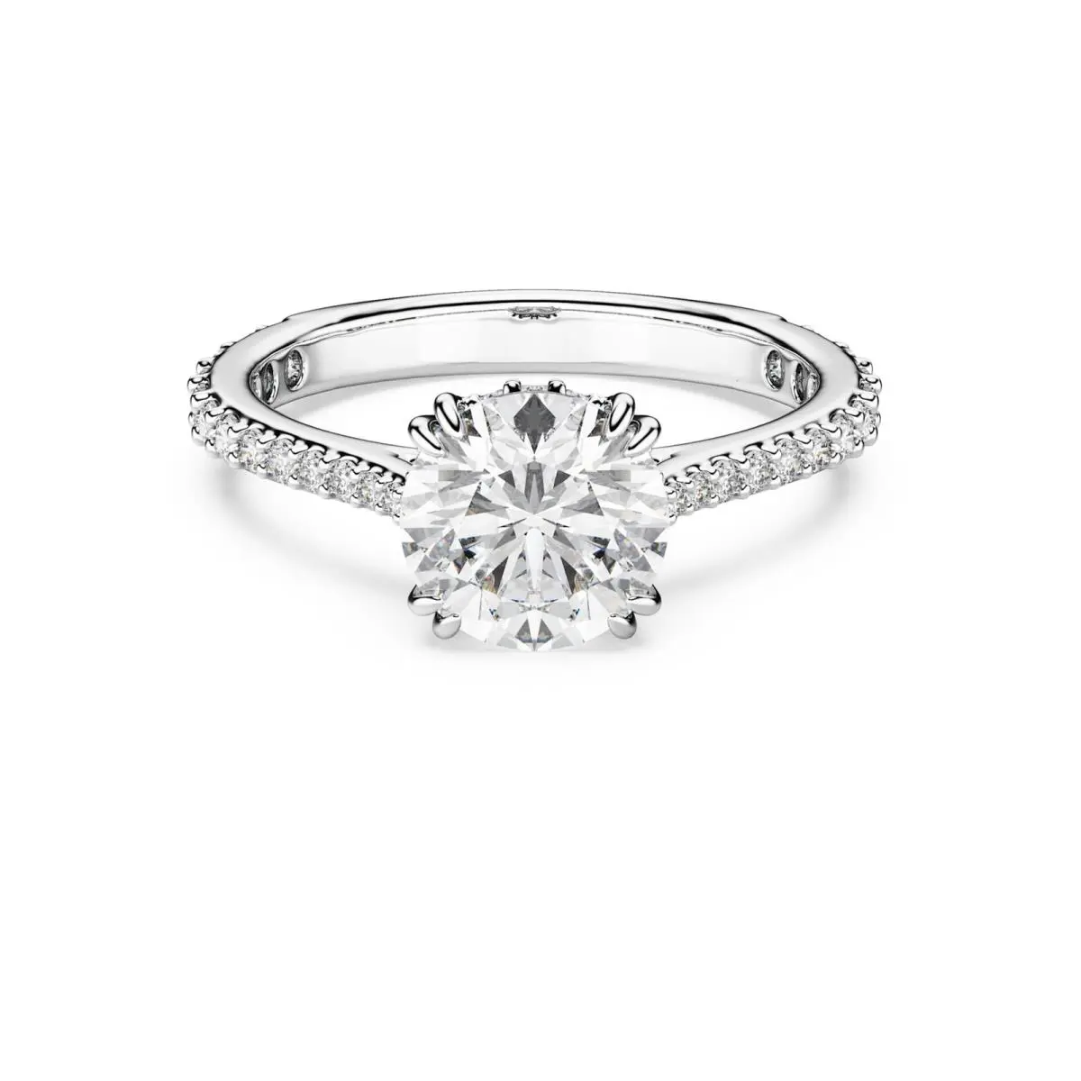 Swarovski Stilla Cocktail Ring Round Cut Pavé White Rhodium Plated Size 7 55