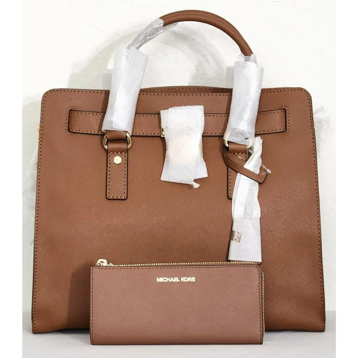 Hamilton Large Luggage Brown Saffiano Tote Bag+/or Wallet Tote and matching wallet by Michael Kors