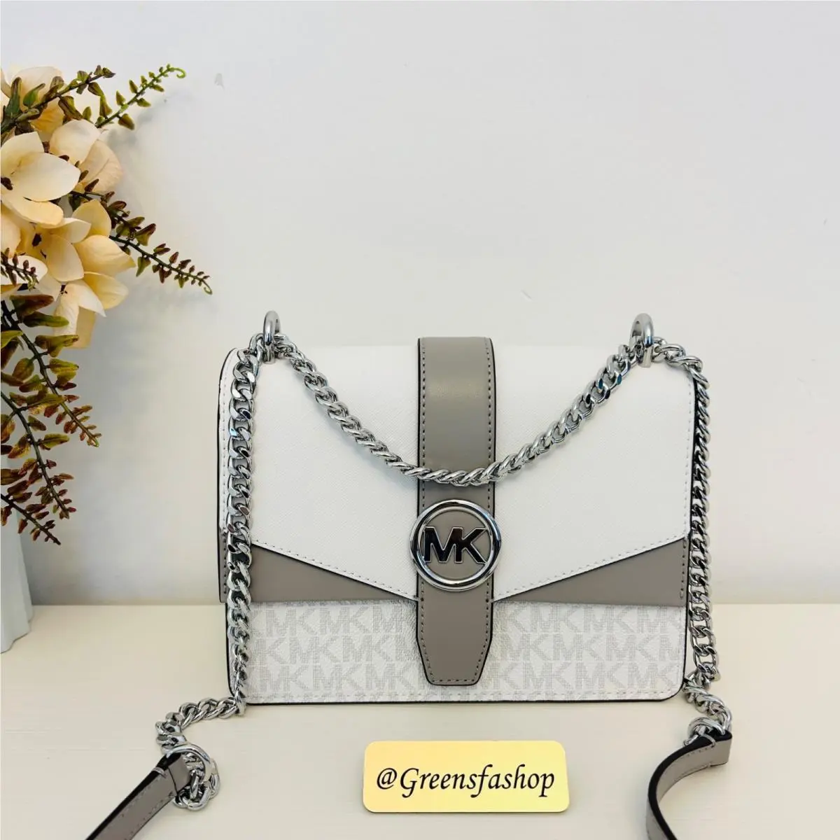 Purse Greenwich Small Signature Logo Crossbody Bag MK Optic white by Michael Kors