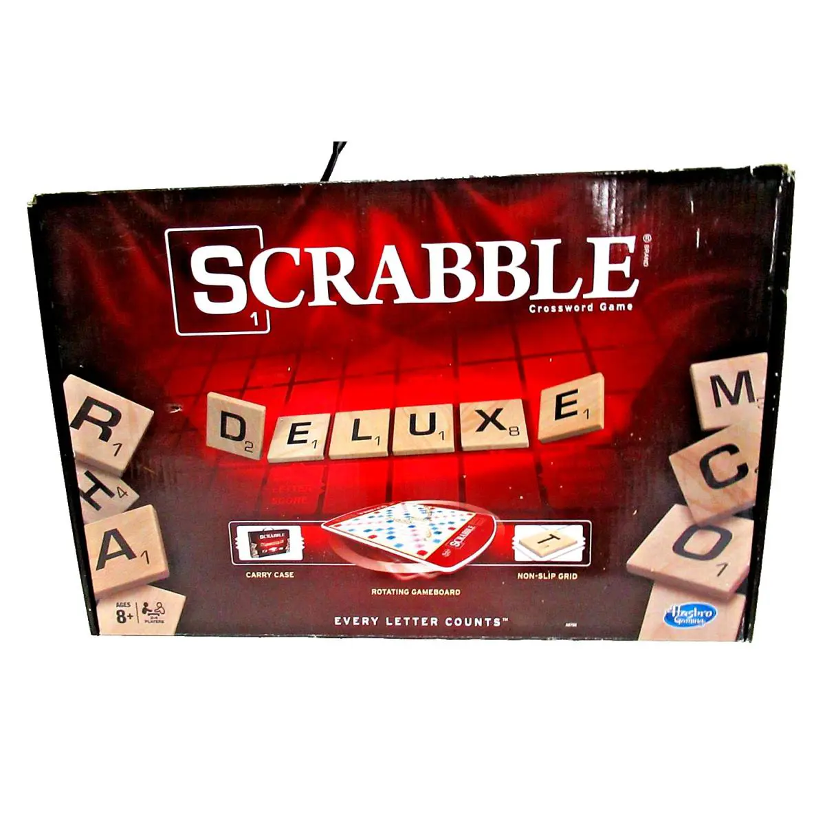 Hasbro Scrabble Deluxe Edition Rotating Board Game in Carry Case