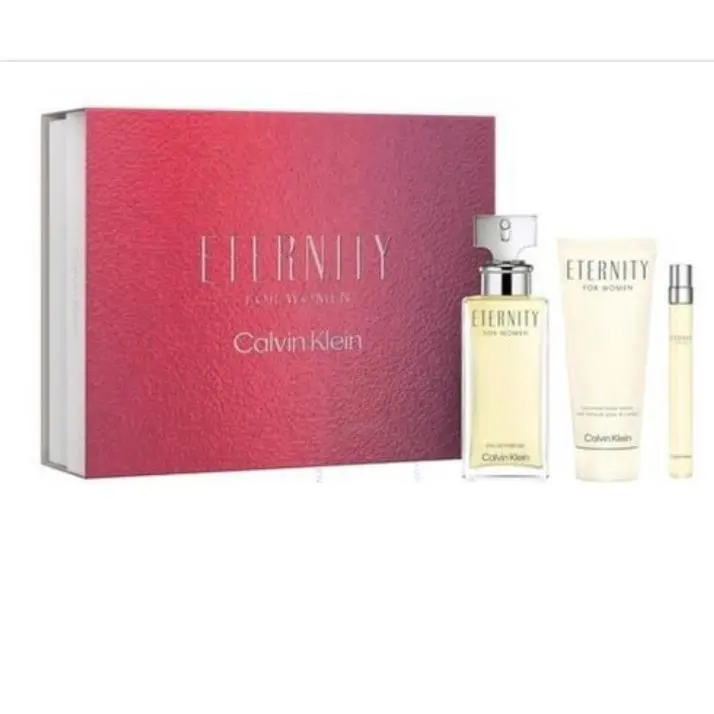 Calvin Klein Eternity 3pc Gift Set For Women with 3.3oz +0.33oz Edp+3.3oz Lotion