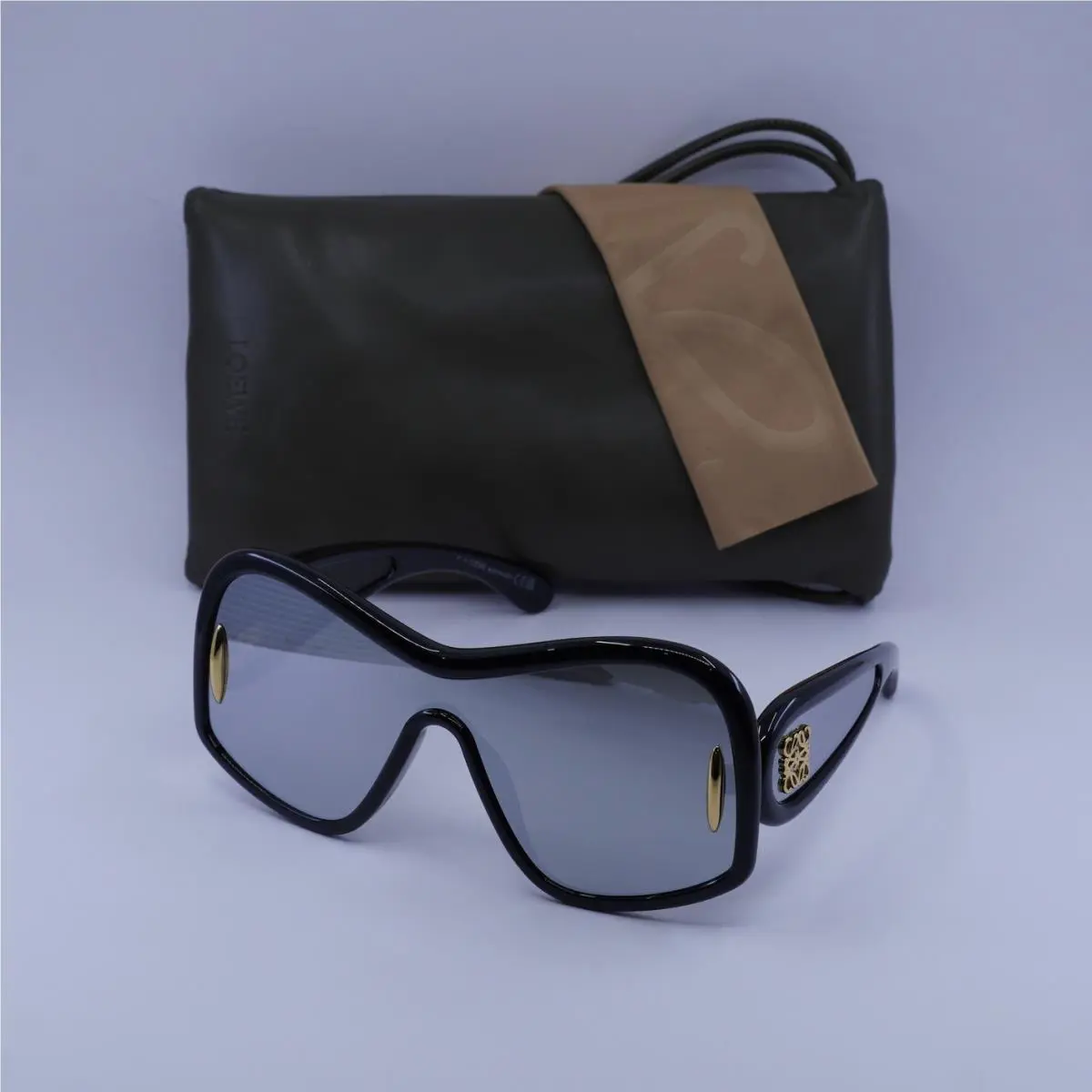 Loewe Men Sunglasses White Brown Gold Mirror Shield LW40131I Fashion 25G