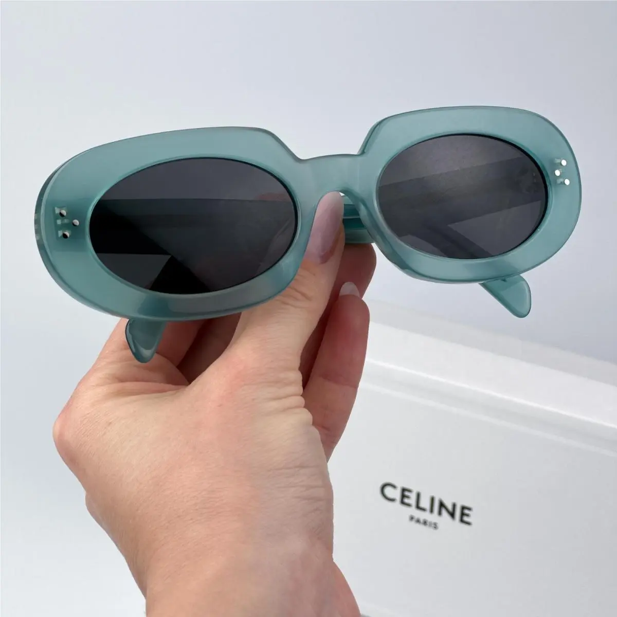 Women Sunglasses Green Grey Geometric CL40276U 3 Dots 93N by Celine