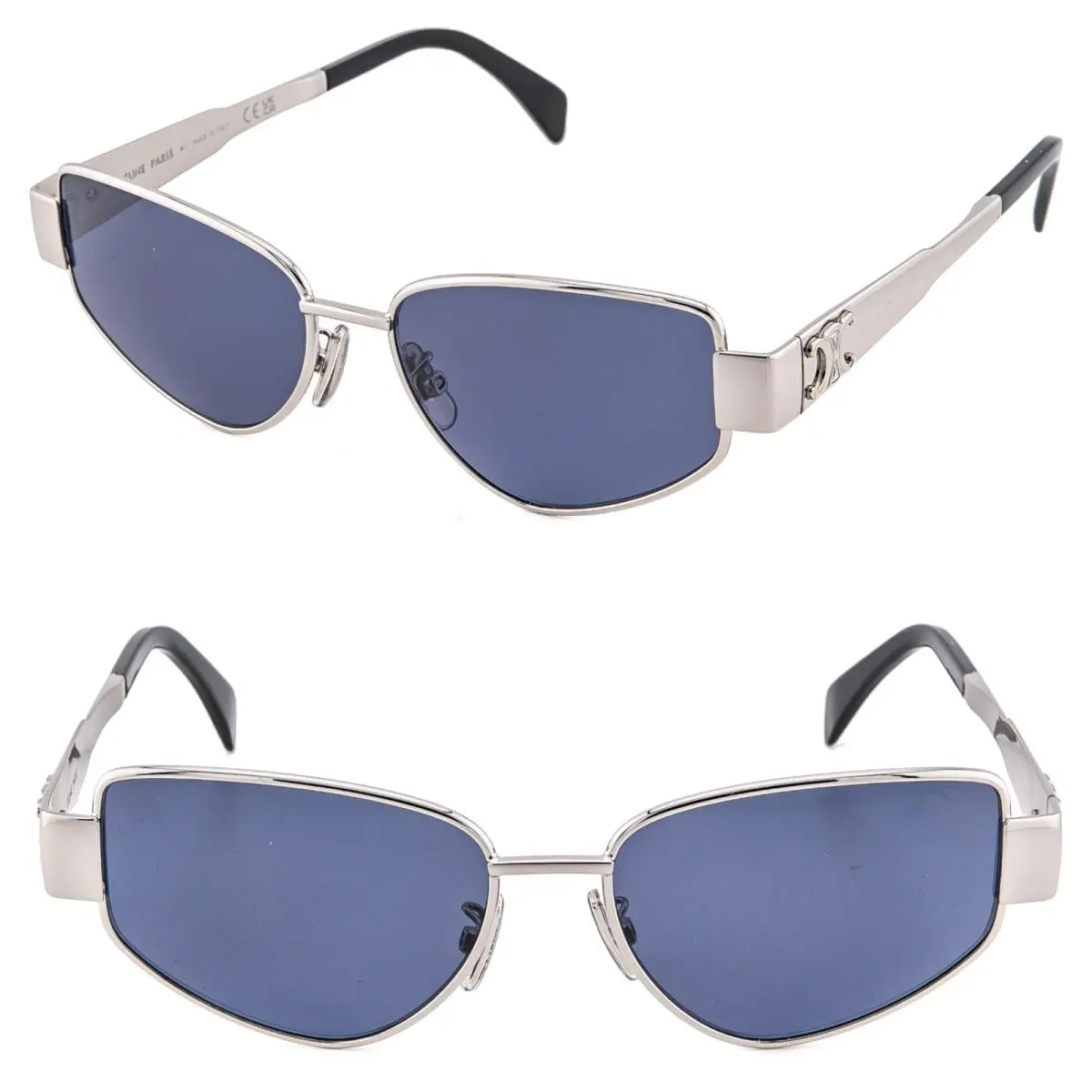 CL40293U 40293 Metal Triomphe Silver Blue Geometric Unisex Sunglasses 16V by Celine