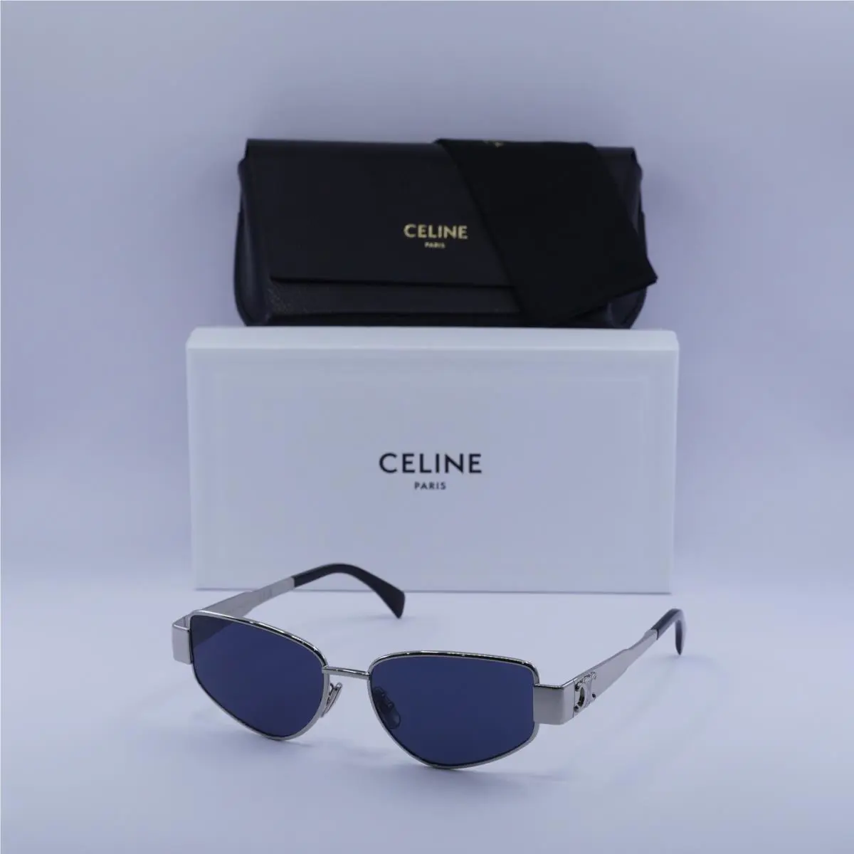 Celine CL40293U 16V Shiny Palladium/blue 55-16-140 Sunglasses