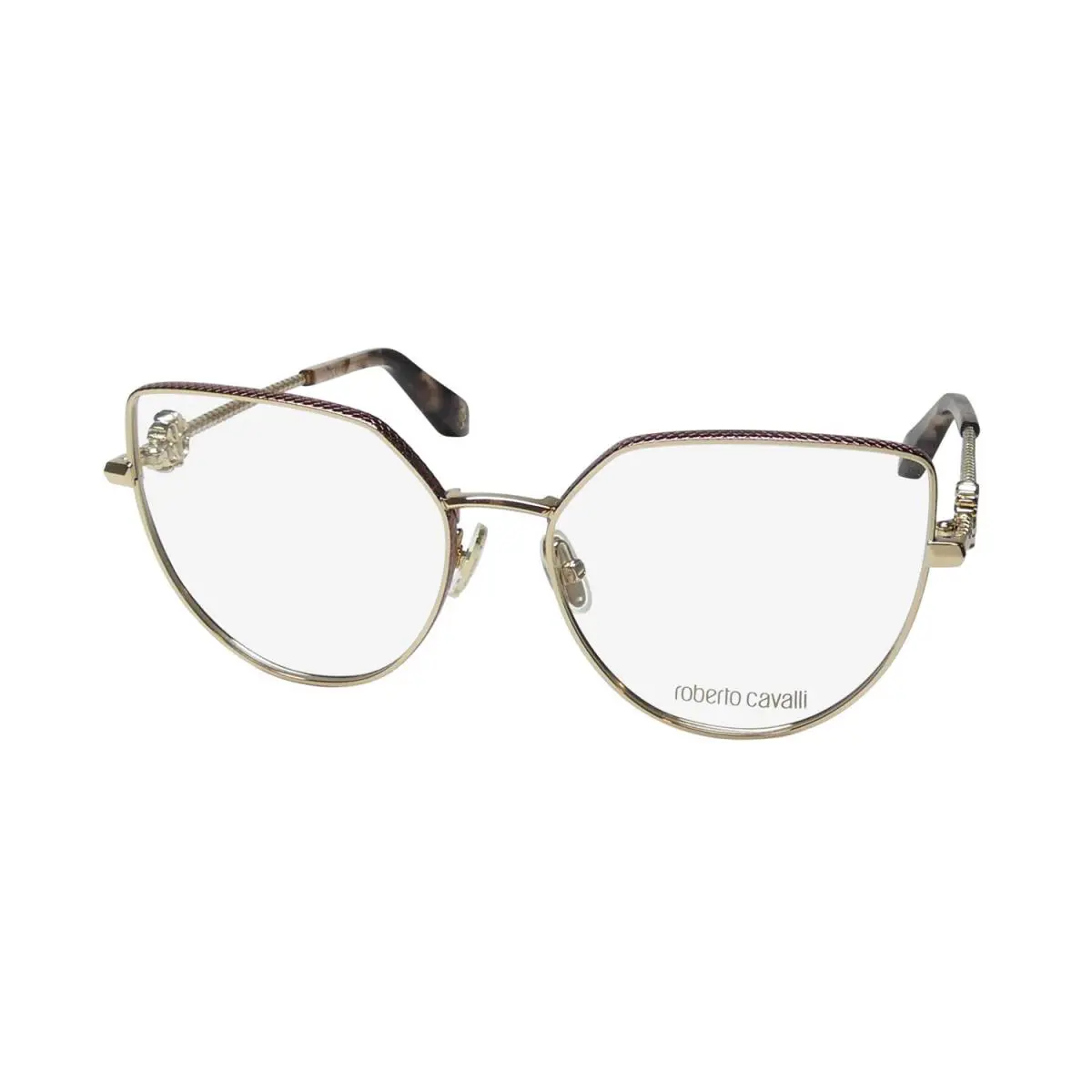 Roberto Cavalli VRC048 Eyewear Gold 0323 Geometric Full-rim Metal Plastic