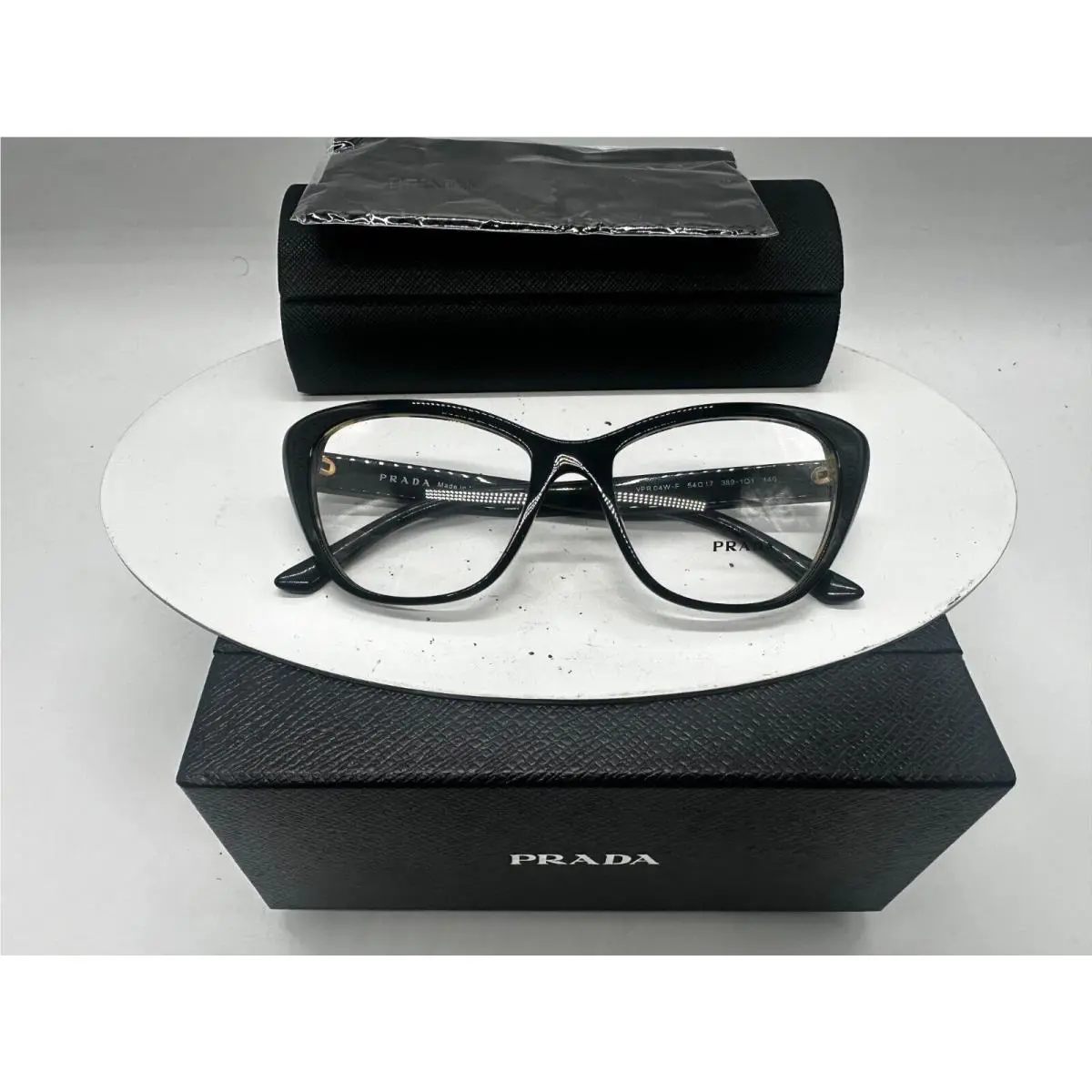 Prada VPR04W-F 389-1O1 Italy Black Polished Designer Eyeglasses Frame 54-17-140