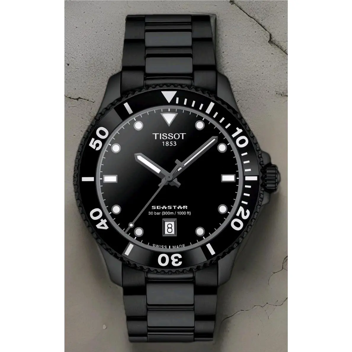 Tissot Seastar 1000 Quartz Black Dial Men`s Watch T1204103305100