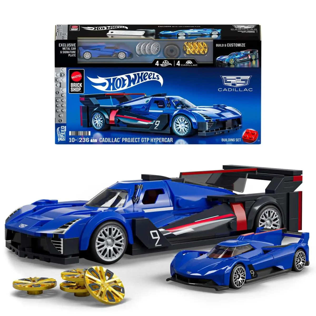 Hot Wheels Speed Series Building Set Cadillac Project Gtp Hypercar with 236