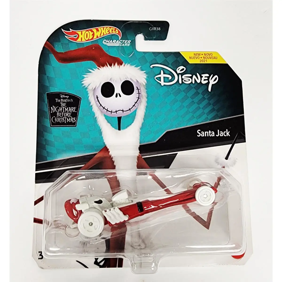 Mattel Hot Wheels Disney Santa Jack Skellington Diecast 1:64 Character Car GRM66
