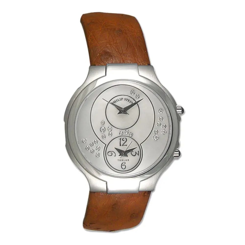 Philip Stein Modern Teslar Steel Mens Strap Watch Floating Diamonds 7-SCDMOP-OT