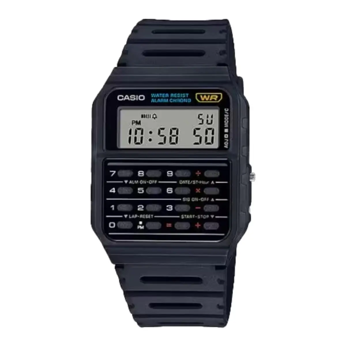 Casio Men’s Vintage Lcd Digital Calculator Black Band - CA-53W-1Z - Black, Dial: Black, Band: Black