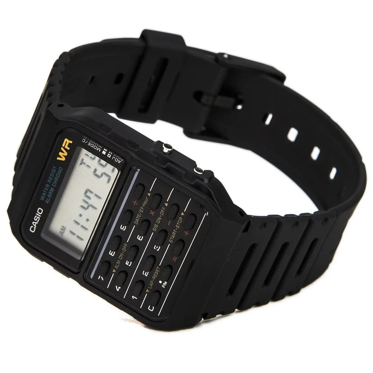 Casio Digital Calculator Wrist Watch Alarm 8 Digits Model CA 53W 1C Black White