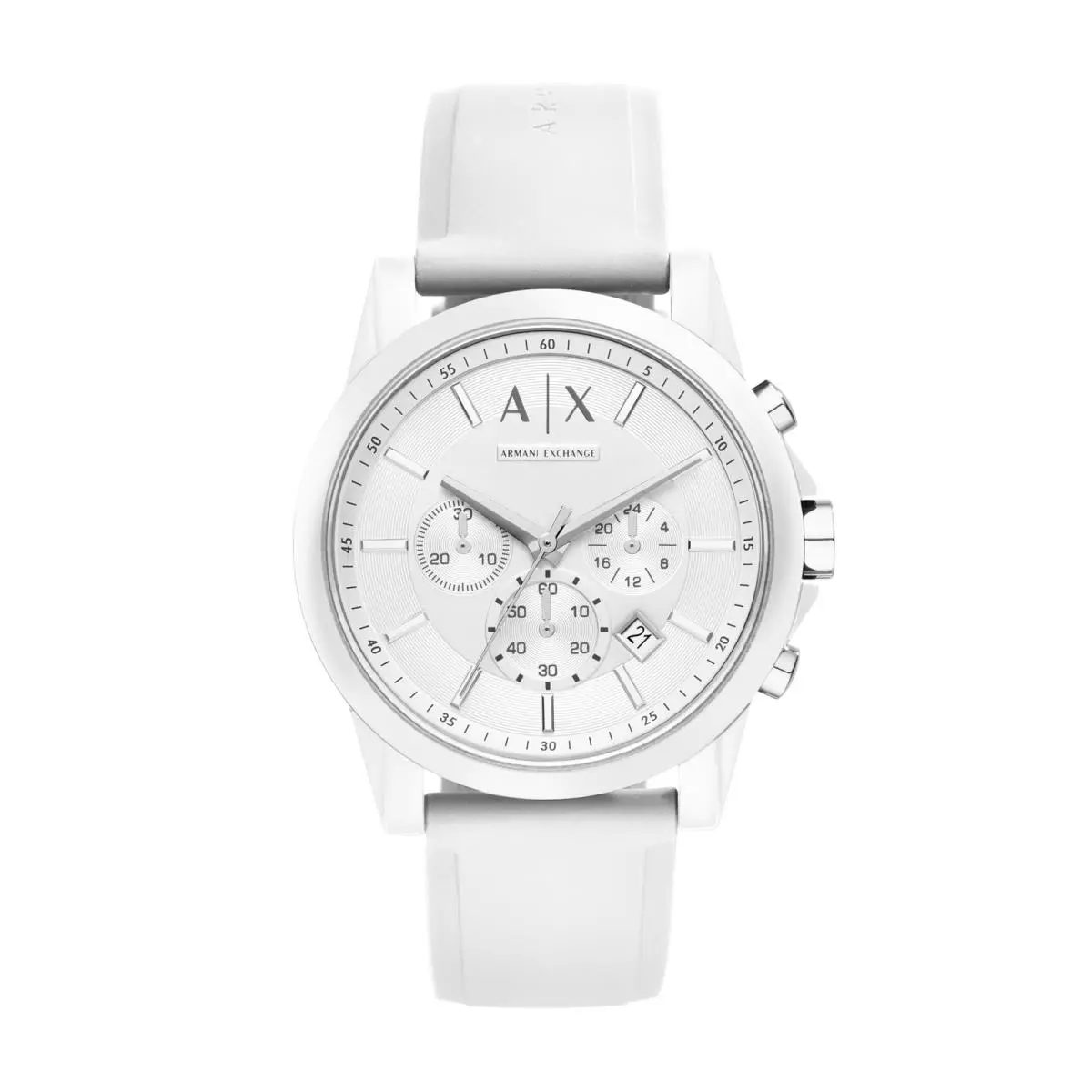 A X  Chronograph White Silicone Watch For White/white by Armani Exchange