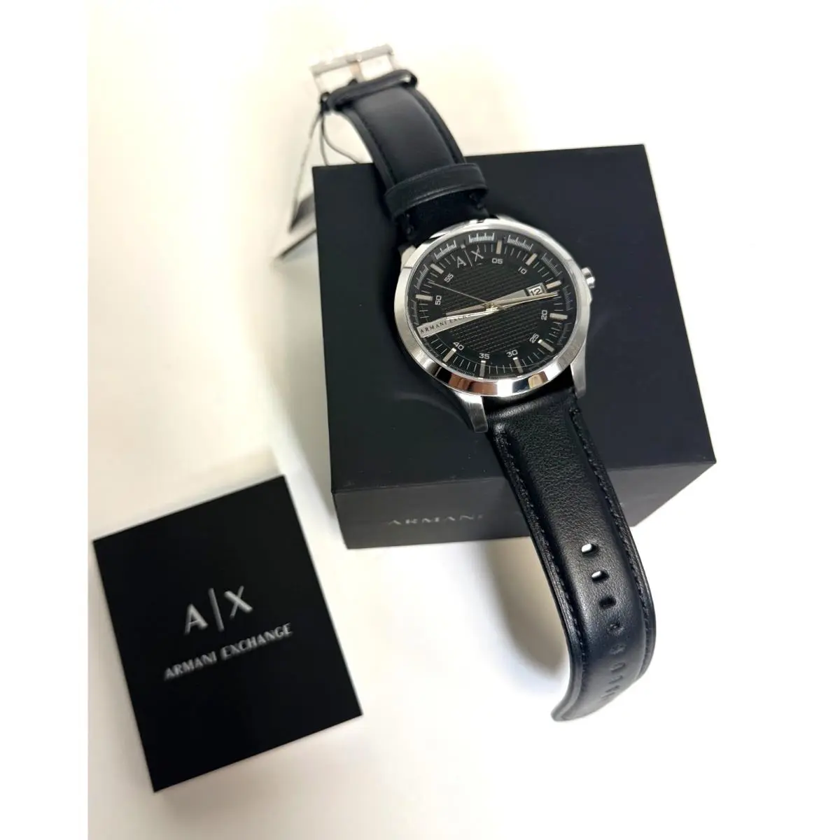 Armani Exchange Men`s Classic Black Dial Watch - AX2101 with Gift Box - Dial: Black, Band: Black