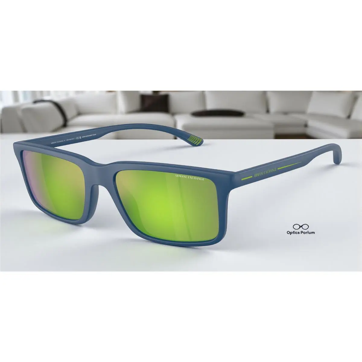 Armani Exchange AX4157SU 83768N Mat Blue Green Mirror Green 57mm Mens Sunglasses