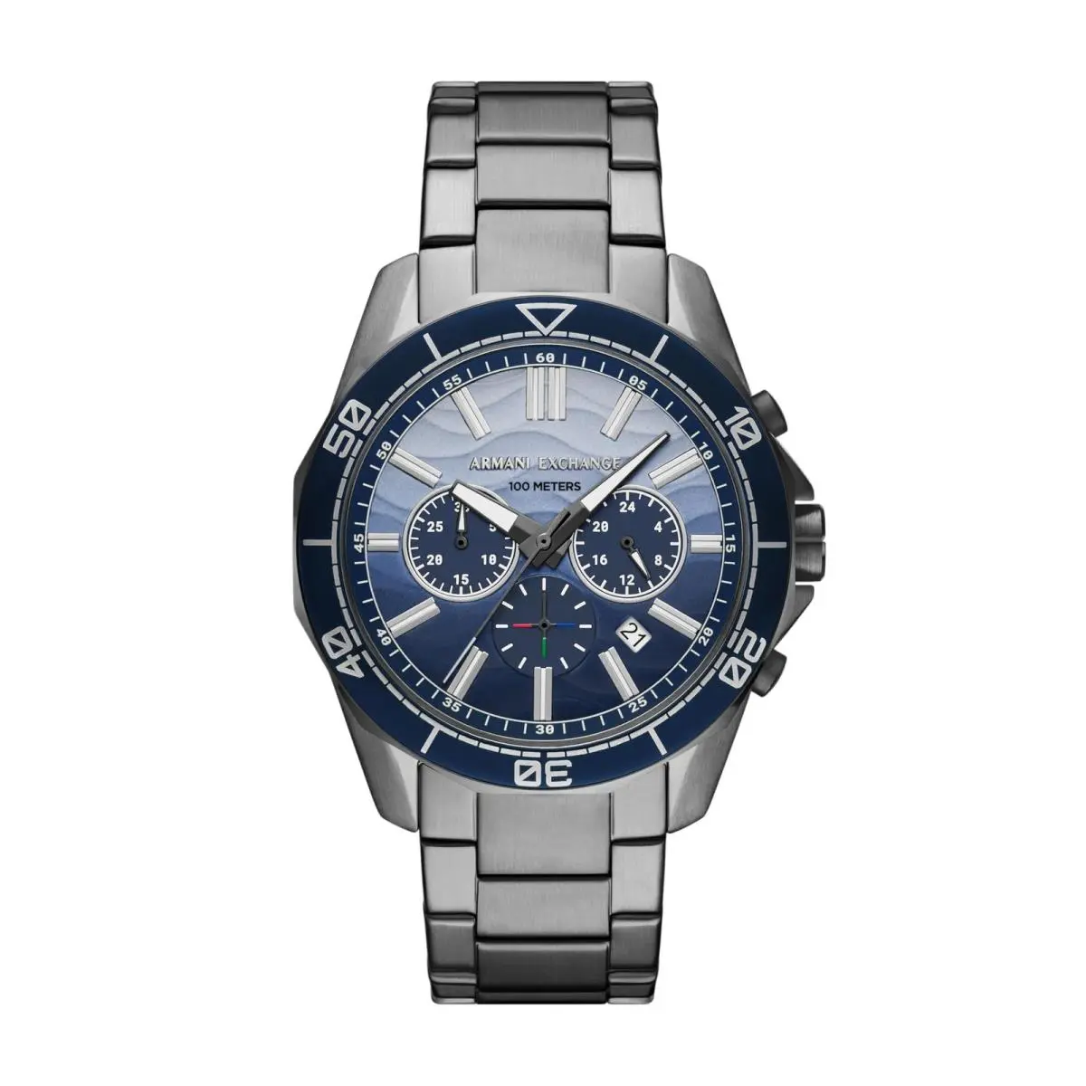 Men`s Chronograph Gunmetal Stainless Steel Gunmetal/blue by Armani Exchange