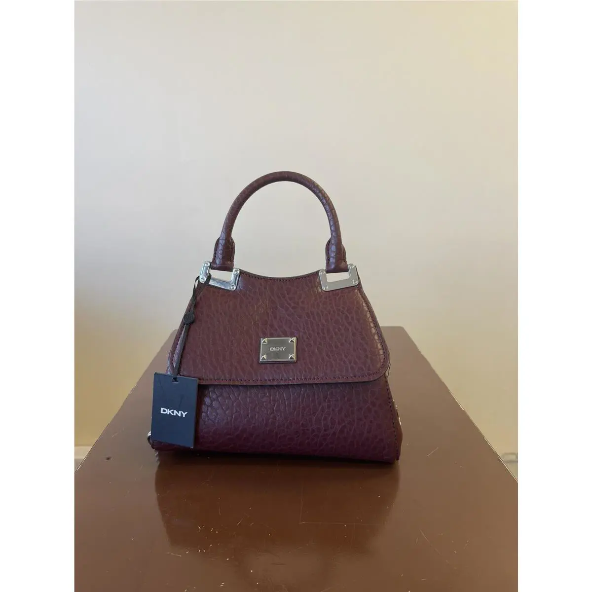 Dkny Satchel Mia Small Crossbody Aged Wine Pebble Leather Organ Top Handle N222