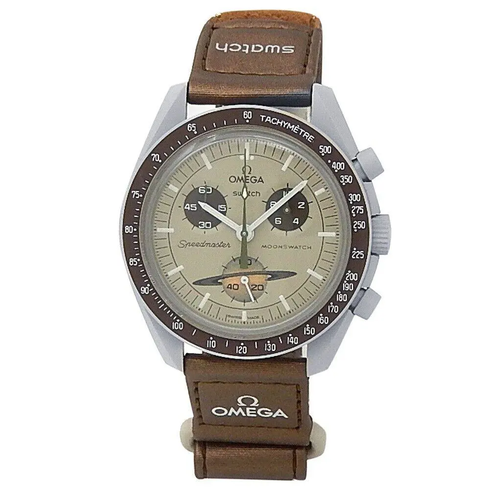 x Swatch Speedmaster Moonswatch Mission to Saturn Bioceramic Quartz Watch by Omega