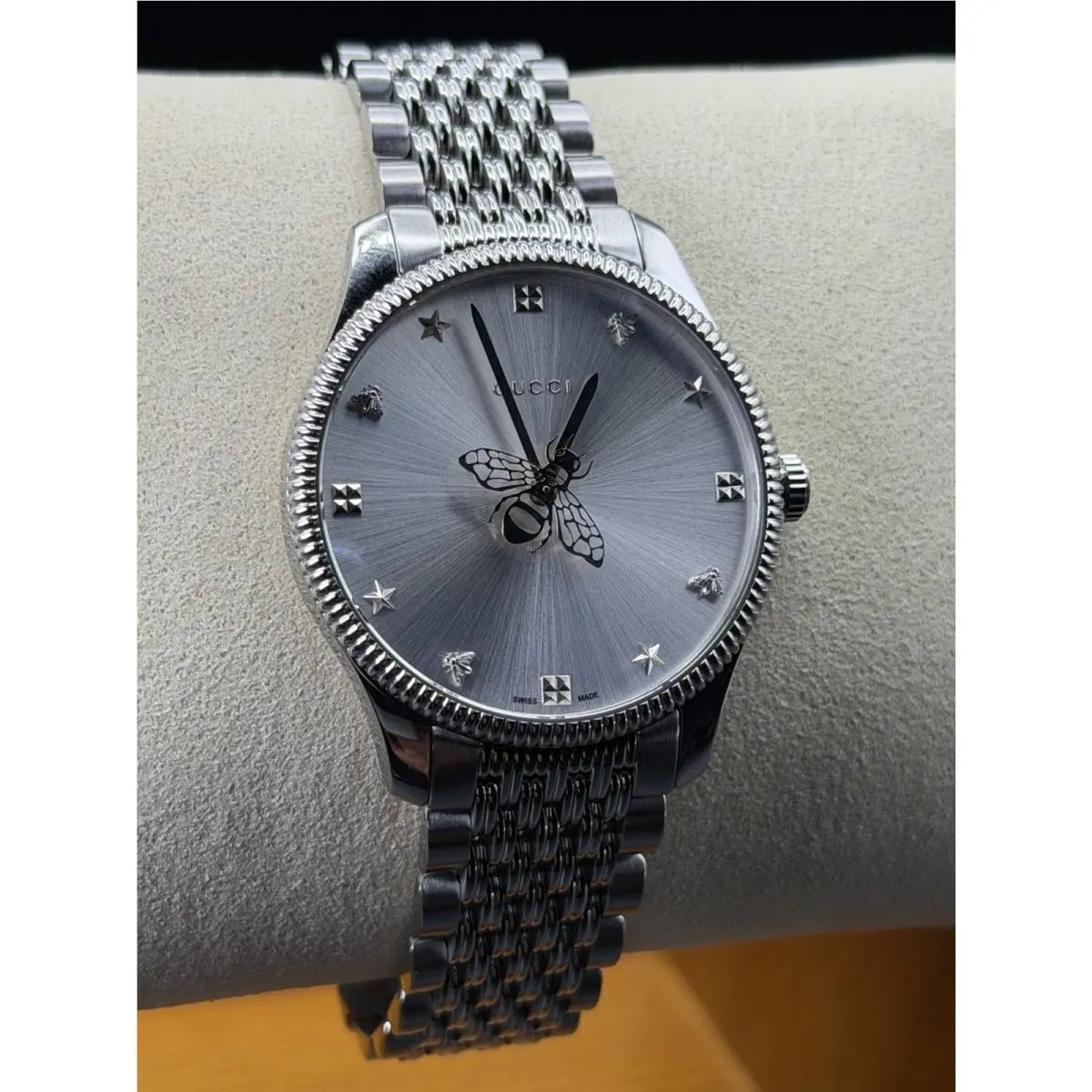 G-timeless 36MM SS Silver Dial Slim Unisex Watch YA1264153 by Gucci