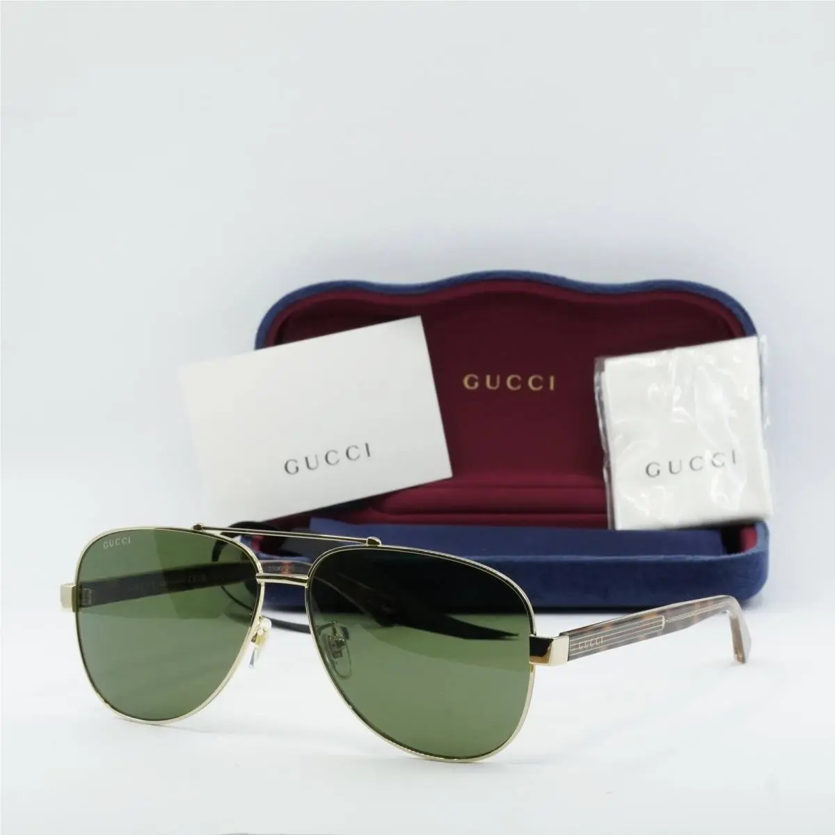 Gucci GG0528S 009 Gold/havana/green 63-14-150 Sunglasses