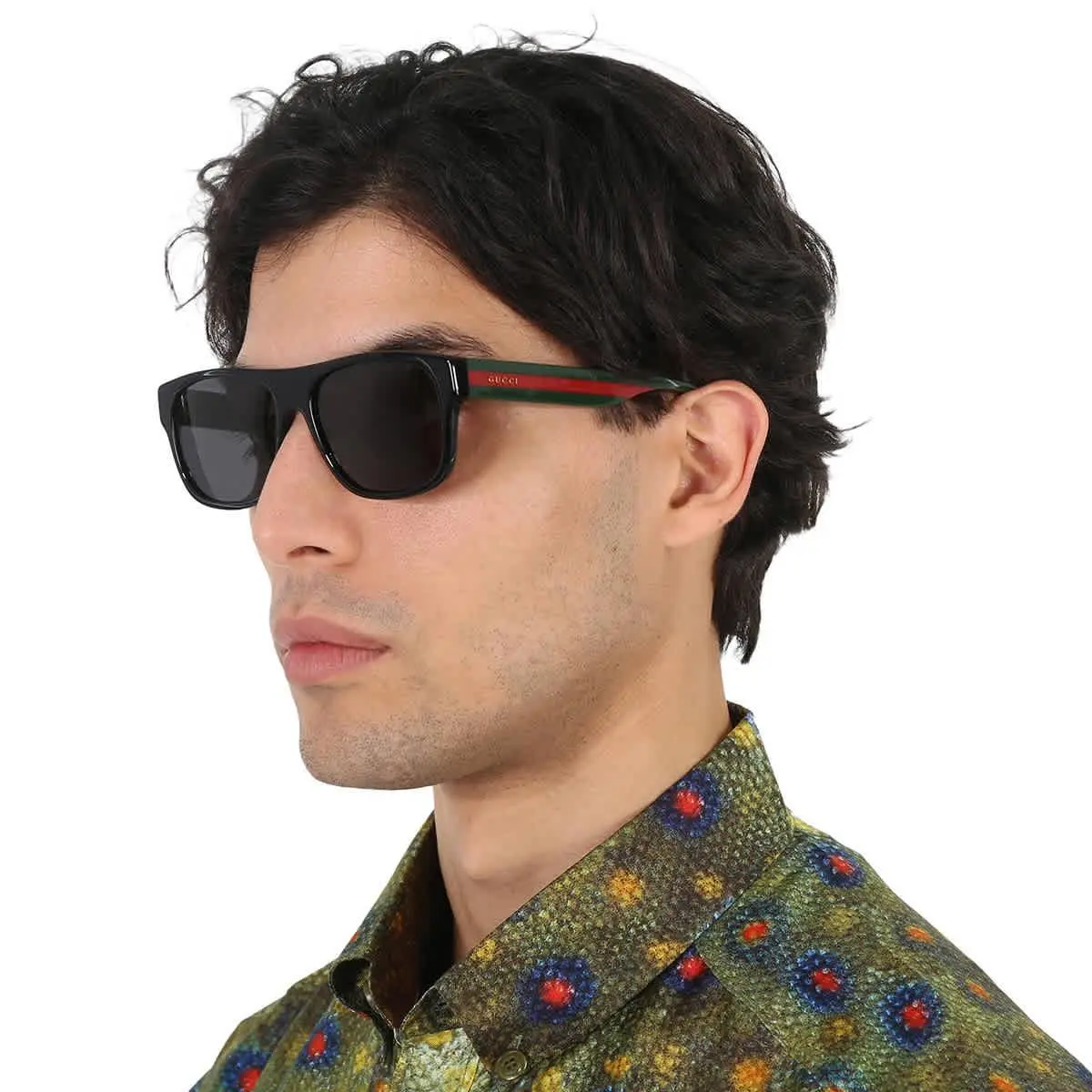 Grey Square Men`s Sunglasses GG0341S 001 56 GG0341S 001 56 by Gucci