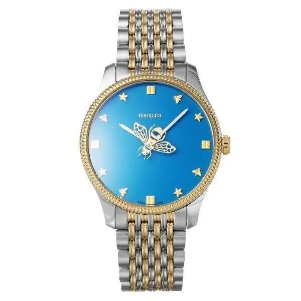 Gucci G-timeless YA1264201 36mm Two-tone Quartz Watch – Blue Dial with Bee Motif