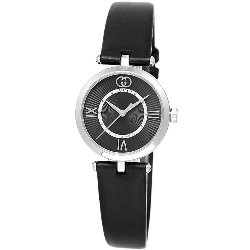 Gucci Model 2000 Quartz 30mm Black Leather Women`s Watch YA167505