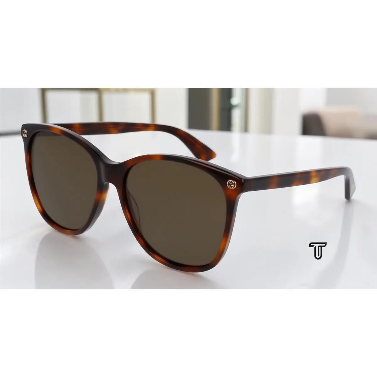 GG0024S 002 Round Oval Havana Brown 58 mm Women`s Sunglasses by Gucci