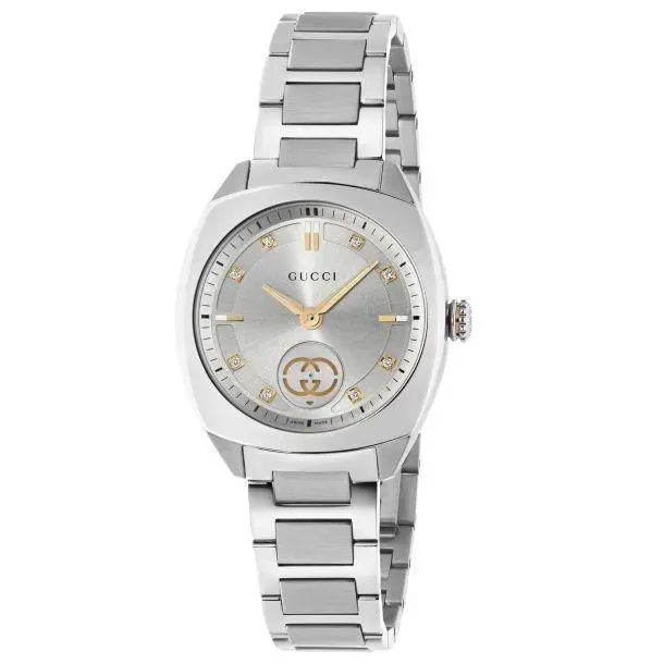 Gucci Interlocking G Quartz 29mm Silver Dial Women`s Watch YA142510 - Dial: Silver, Band: Silver, Bezel: Silver