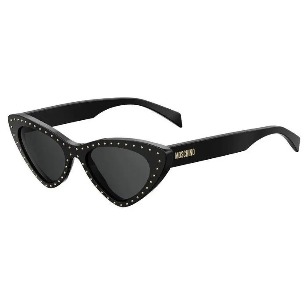Women`s Pointed Cat-eye 52mm Sunglasses Black MOS006/S-807 by Moschino