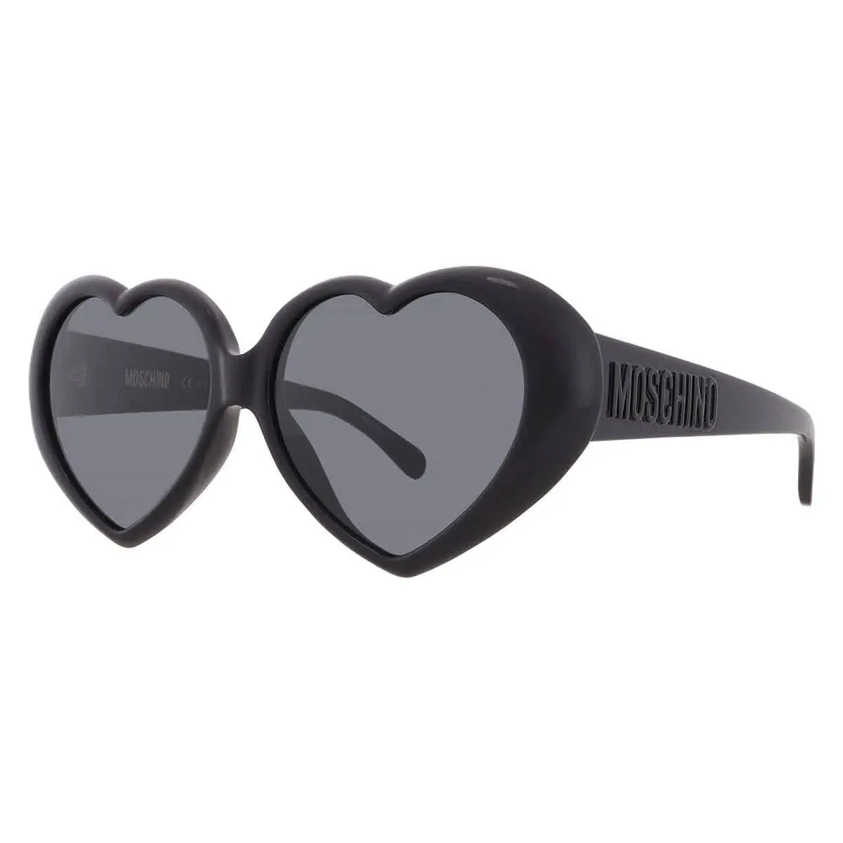 Moschino Grey Irregular Ladies Sunglasses MOS128/S 0807/IR 56 MOS128/S 0807/IR - Black, Frame: Black, Lens: Grey