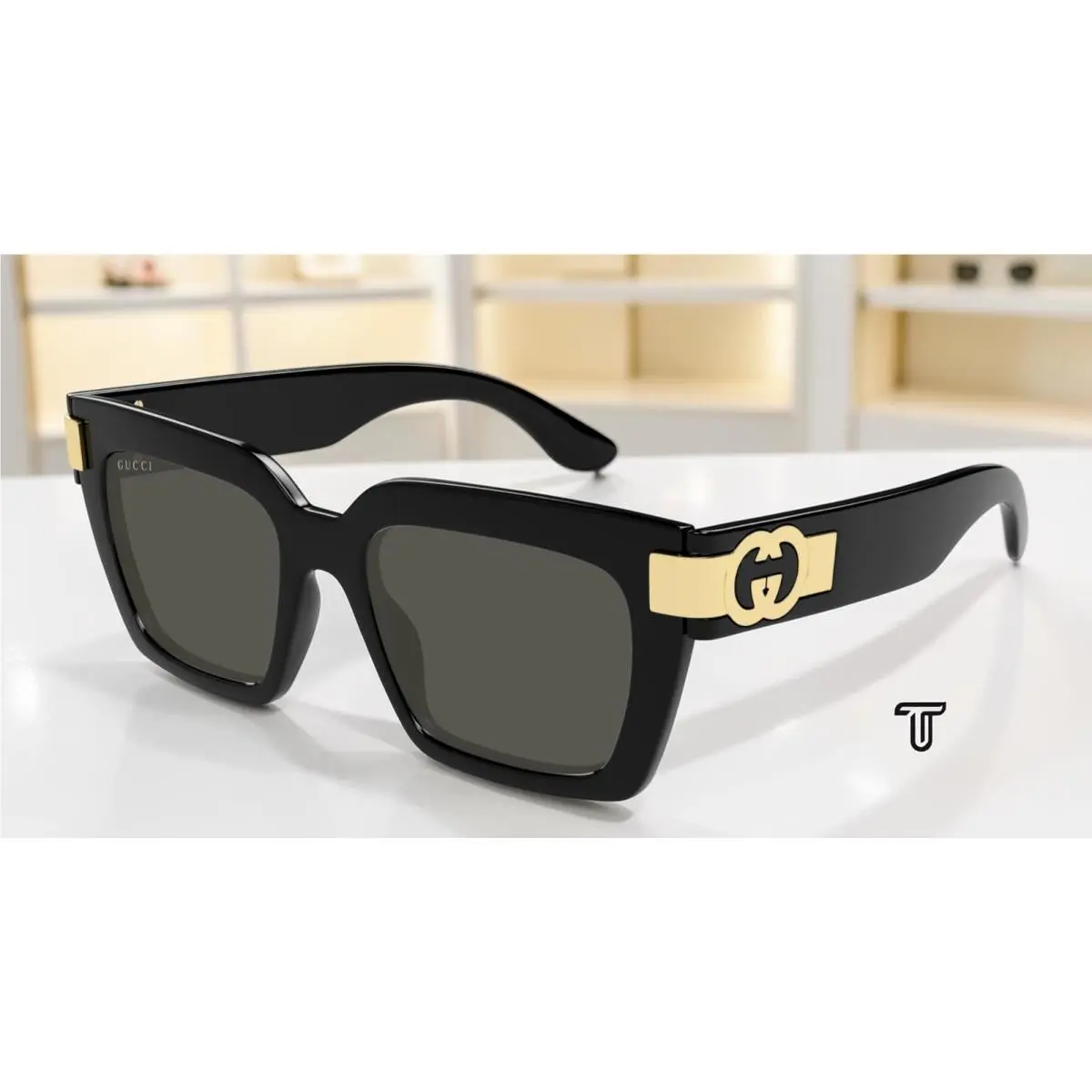 Gucci GG1689S 001 Black Black Grey Lens 54 mm Cat Eye Women`s Sunglasses