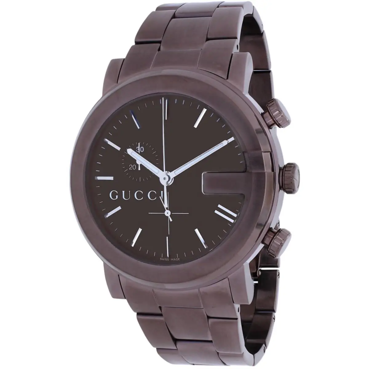 Gucci Men`s Watch 101 Series Quartz Chronograph Brown Dial Bracelet YA101341