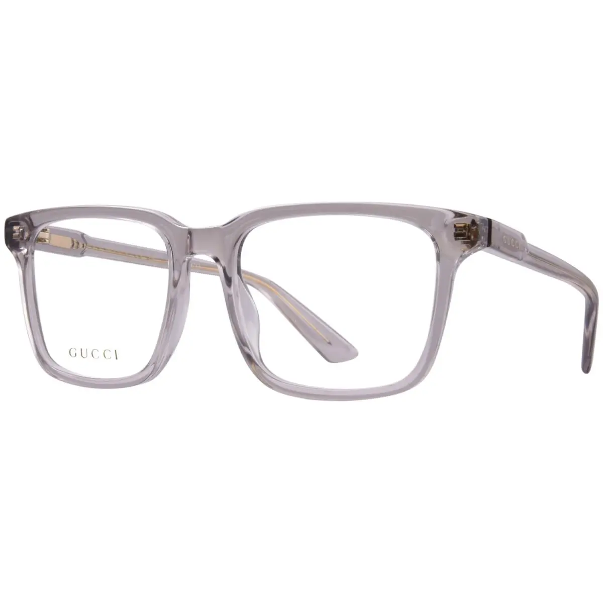 Gucci GG1120O 007 Eyeglasses Mens Grey Transparent Full Rim Rectangle Shape 55mm