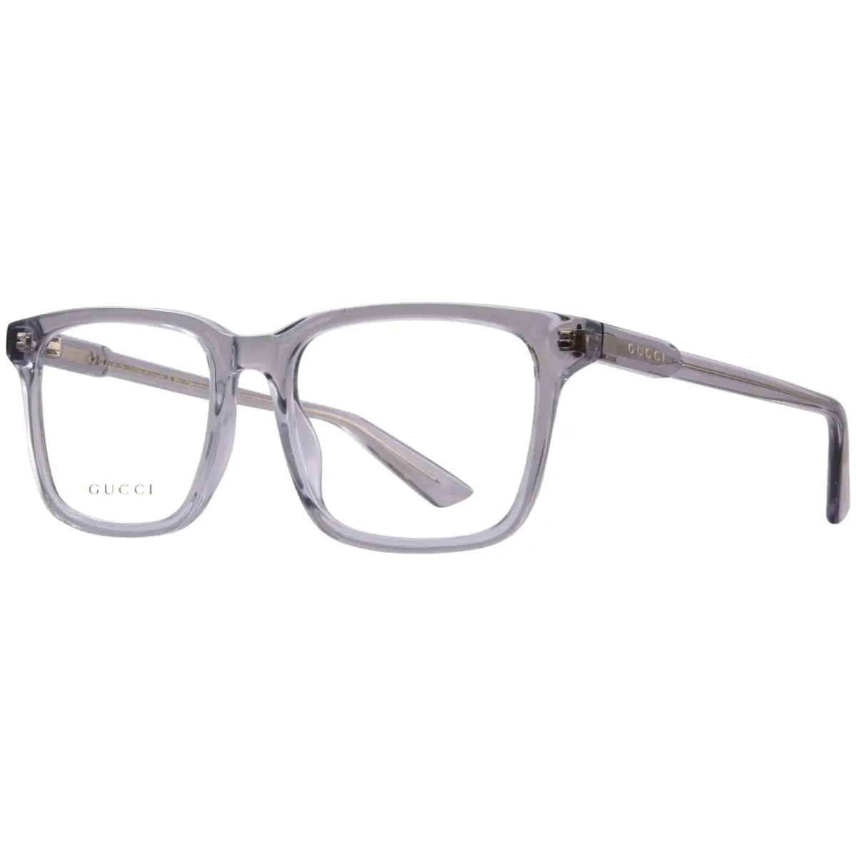 Gucci GG1120O 007 Eyeglasses Mens Grey Transparent Full Rim Rectangle Shape 55mm