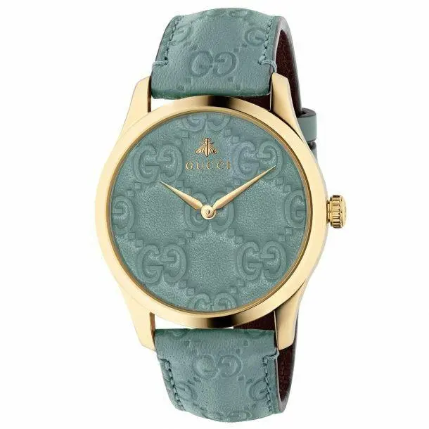 Gucci YA1264097 G-timeless Blue Strap Bee GG Dial 126.4 Series Ladies Watch