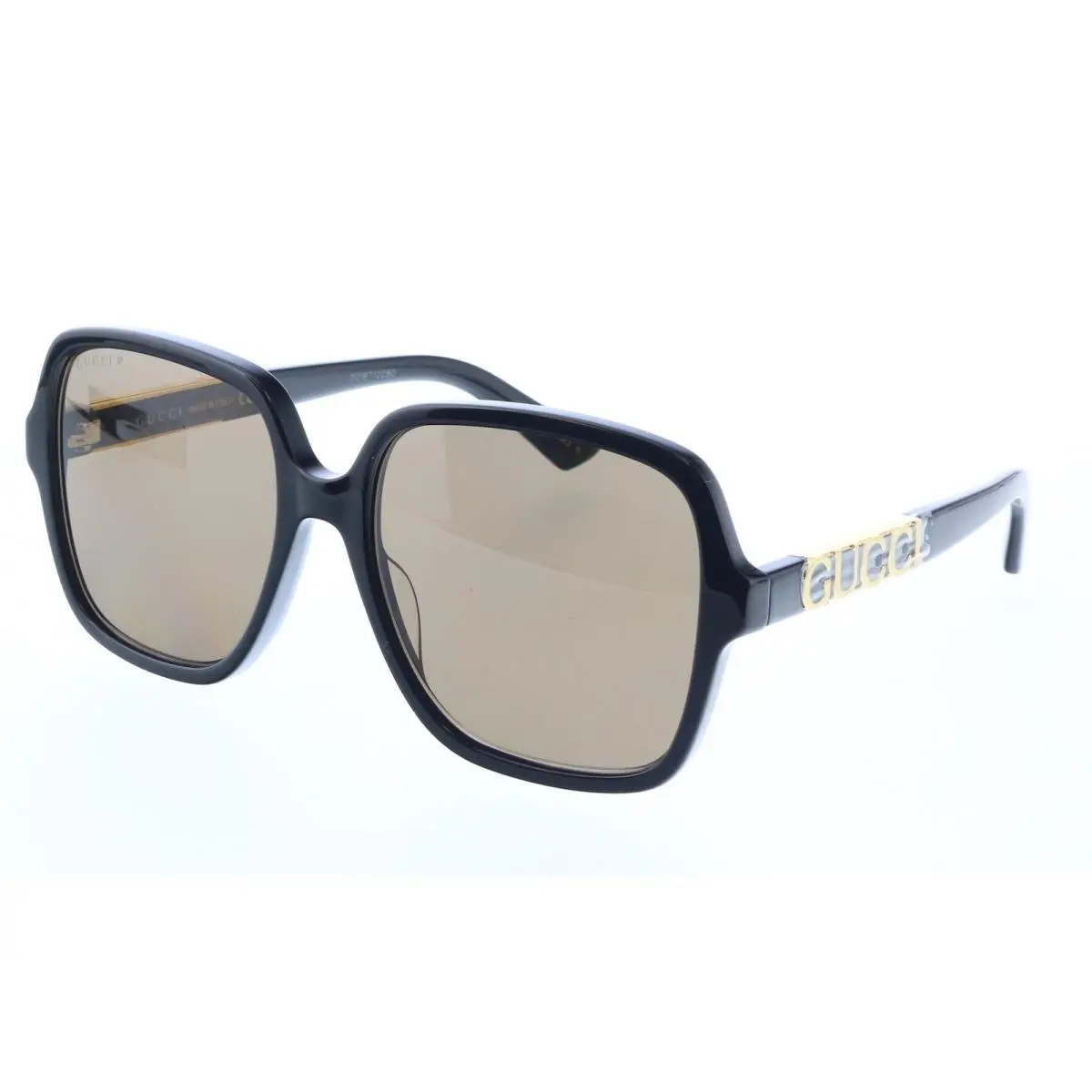 Gucci GG1189S-001 Oversized Black Square Sunglasses with Gold Cutout Temples