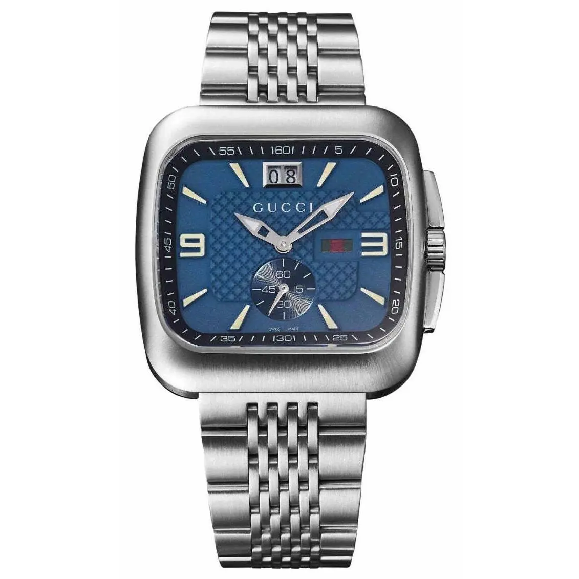 Gucci G-coupe Stainless Steel Blue Dial Date Quartz Mens Watch YA131318