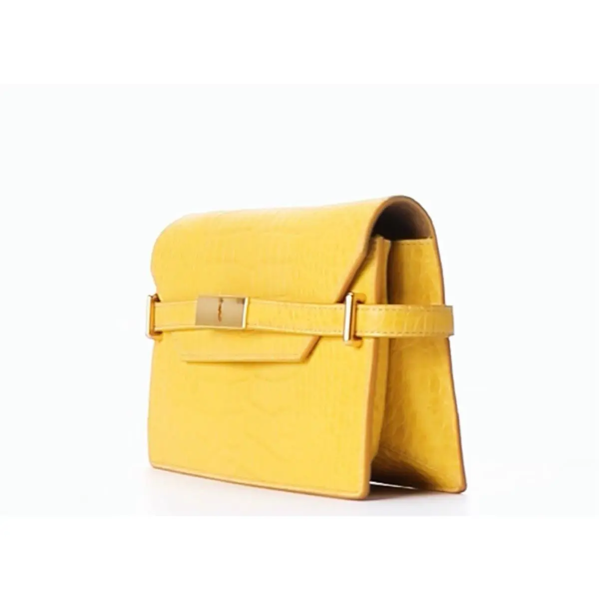 Polo Ralph Lauren Leather Croc-embossed ID Clutch Handbag +dust Bag- Mustard