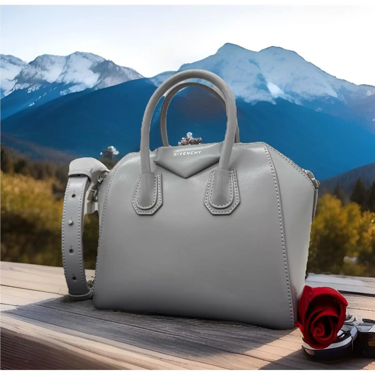 Givenchy Mini Antigona Leather Top Handles Satchel Bag-light Gray