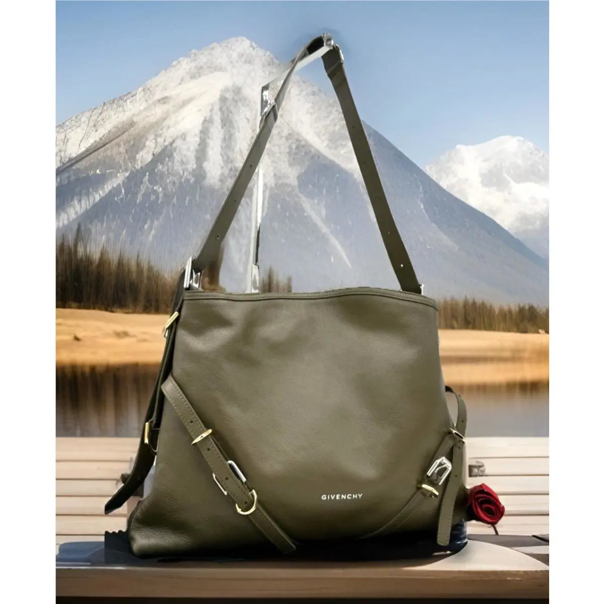 Givenchy Women’s Medium Voyou Leather Hobo Bag In Khaki